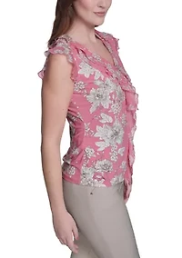 Women's Floral Pintuck Blouse