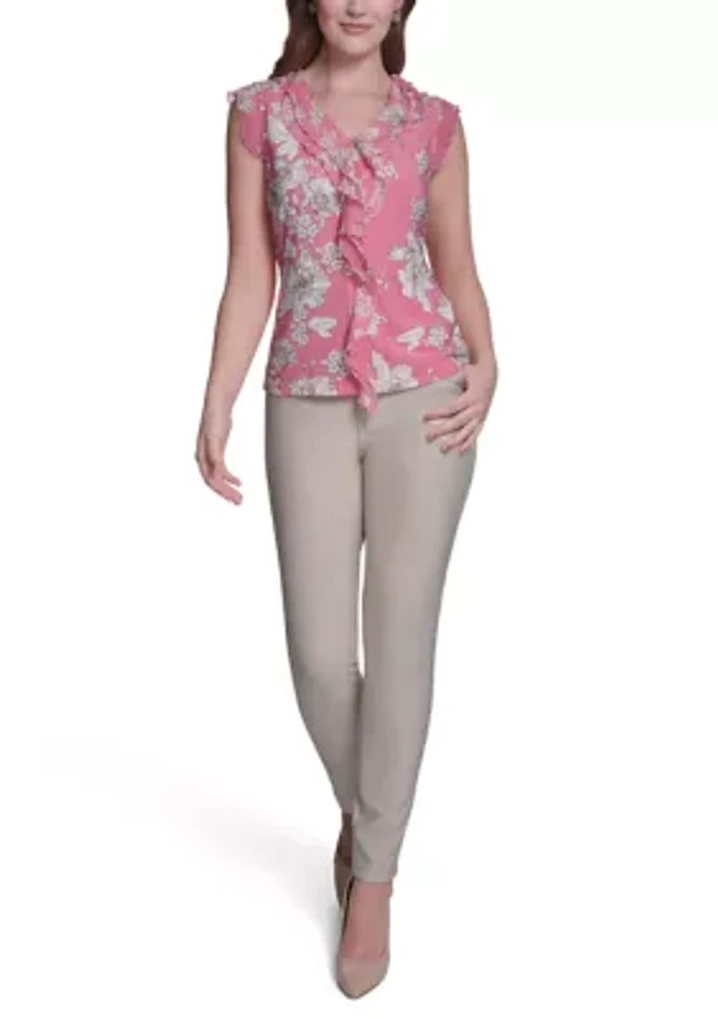 Women's Floral Pintuck Blouse