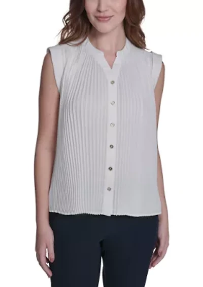Women's Sleeveless Pleated Blouse