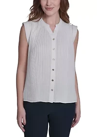 Women's Sleeveless Pleated Blouse