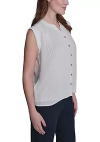 Women's Sleeveless Pleated Blouse