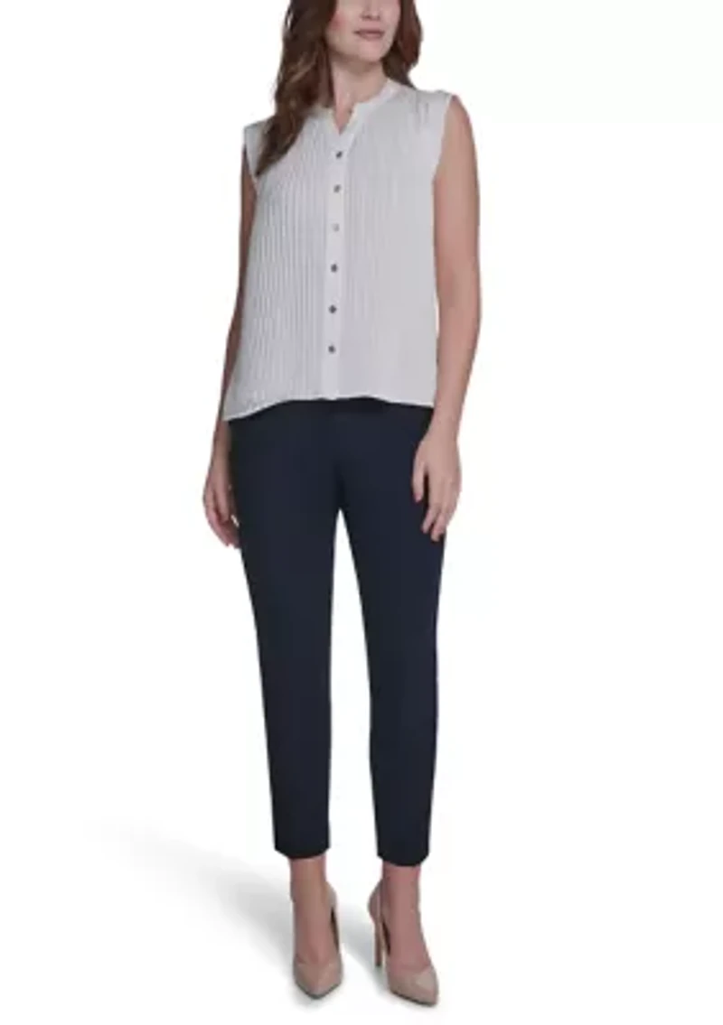 Women's Sleeveless Pleated Blouse