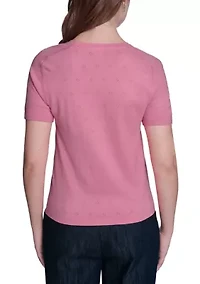 Women's Short Sleeve Pointelle Sweater