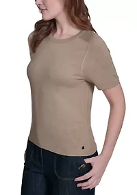 Women's Short Sleeve Pointelle Sweater