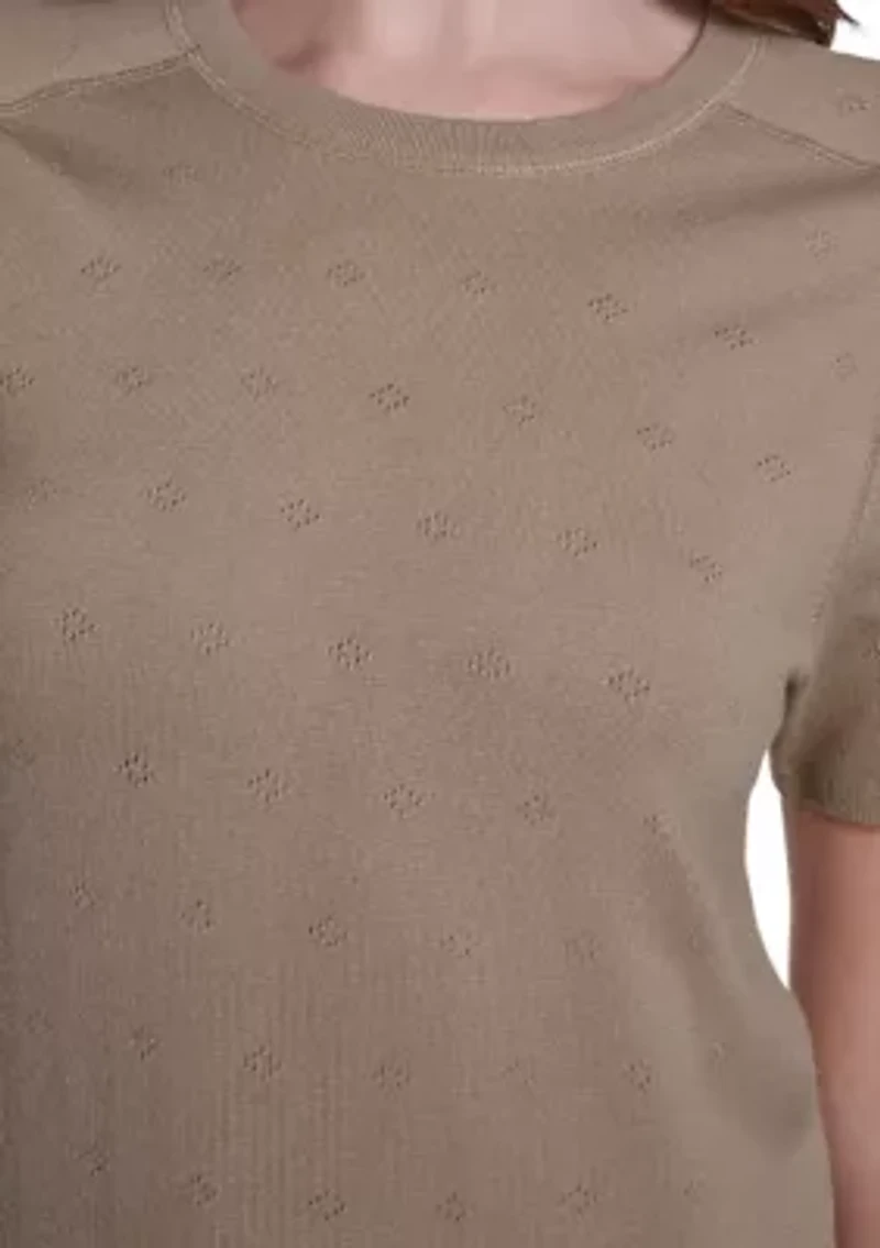 Women's Short Sleeve Pointelle Sweater