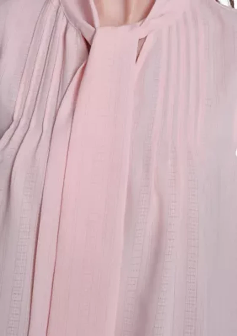 Women's Sleeveless Pintuck Blouse with Necktie