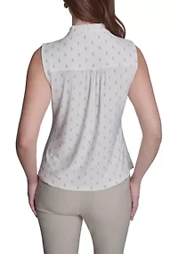 Women's Ruffle Placket Dot Top
