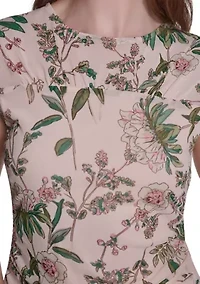 Women's Sleeveless Ruched Side Seam Floral Top