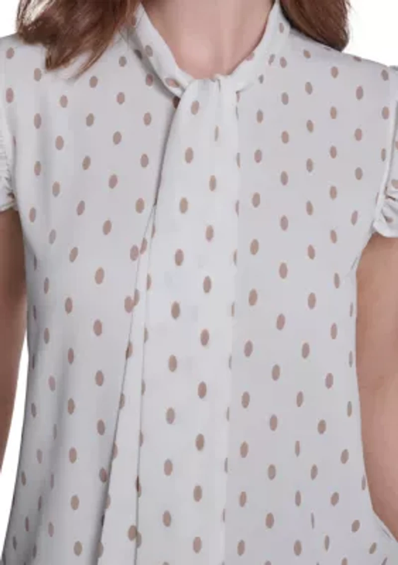 Women's Flutter Sleeve Tie Blouse