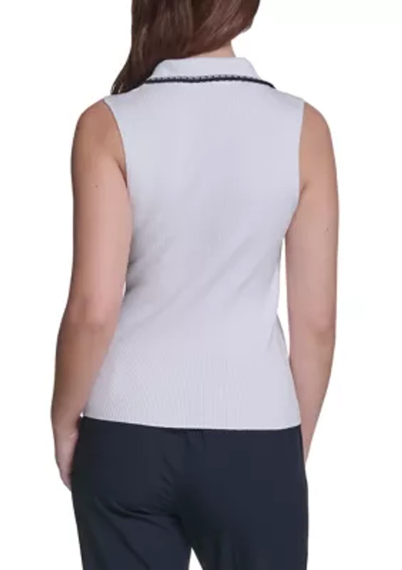 Women's Sleeveless Collared Sweater