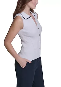 Women's Sleeveless Collared Sweater