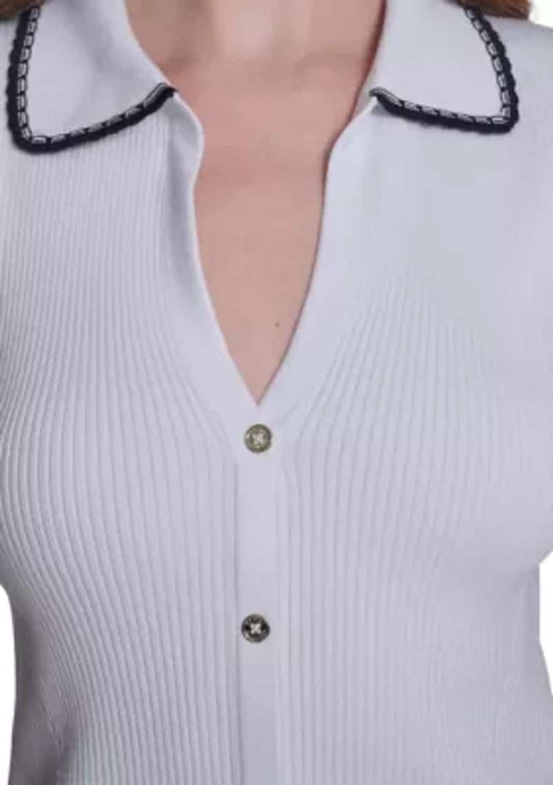 Women's Sleeveless Collared Sweater