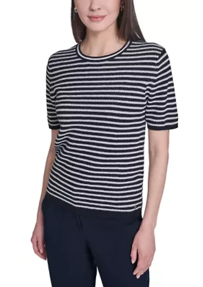 Women's Striped Short Sleeve Sweater