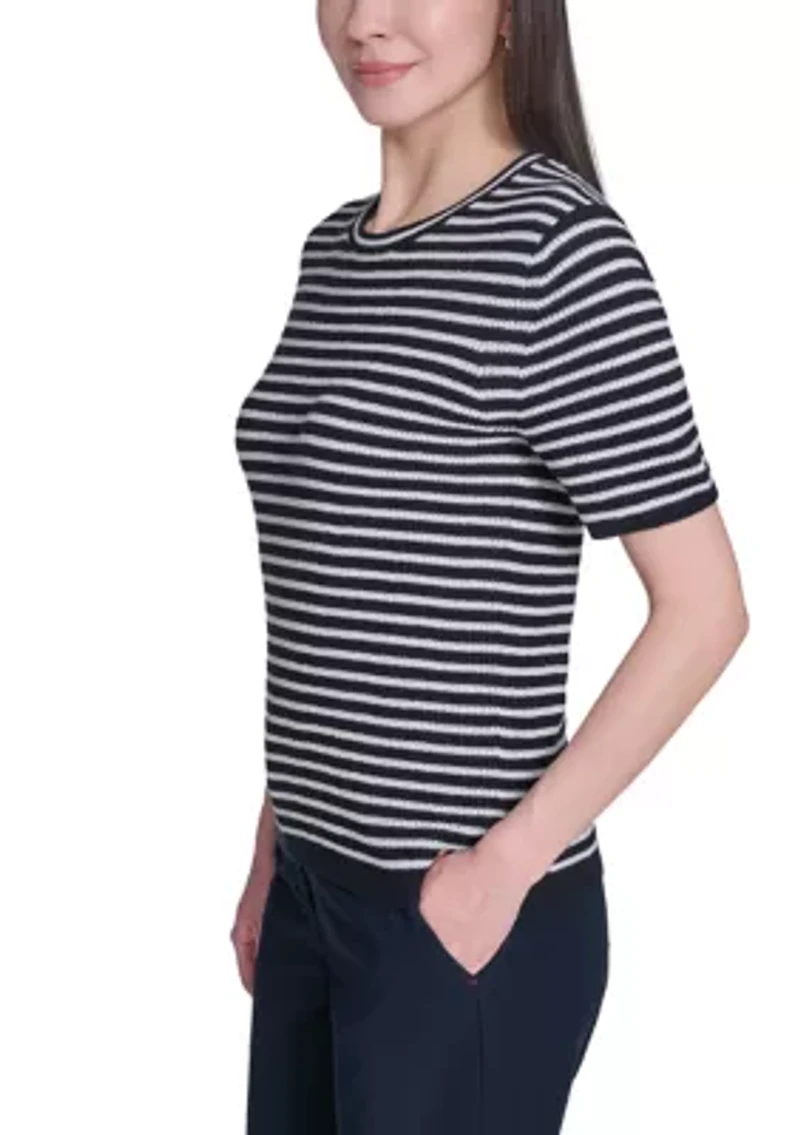 Women's Striped Short Sleeve Sweater