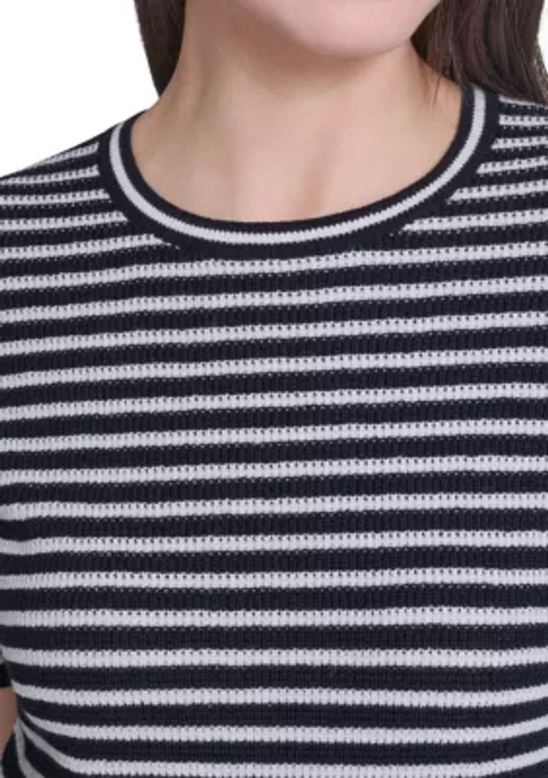 Women's Striped Short Sleeve Sweater
