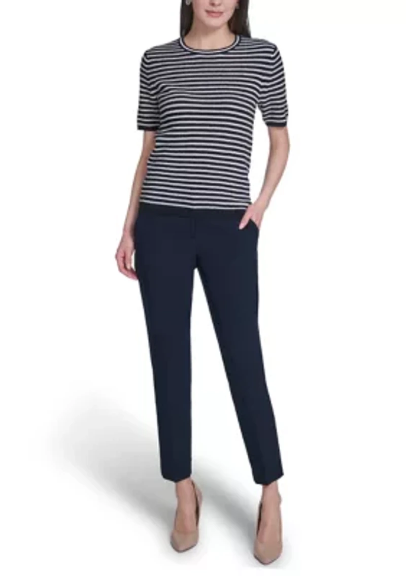 Women's Striped Short Sleeve Sweater