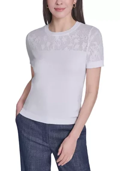 Women's Floral Pointelle Sweater