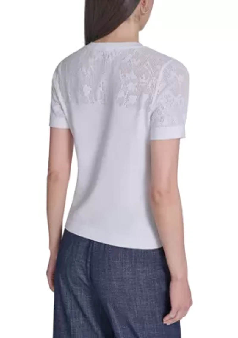 Women's Floral Pointelle Sweater