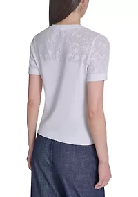 Women's Floral Pointelle Sweater