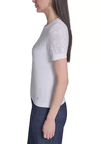 Women's Floral Pointelle Sweater