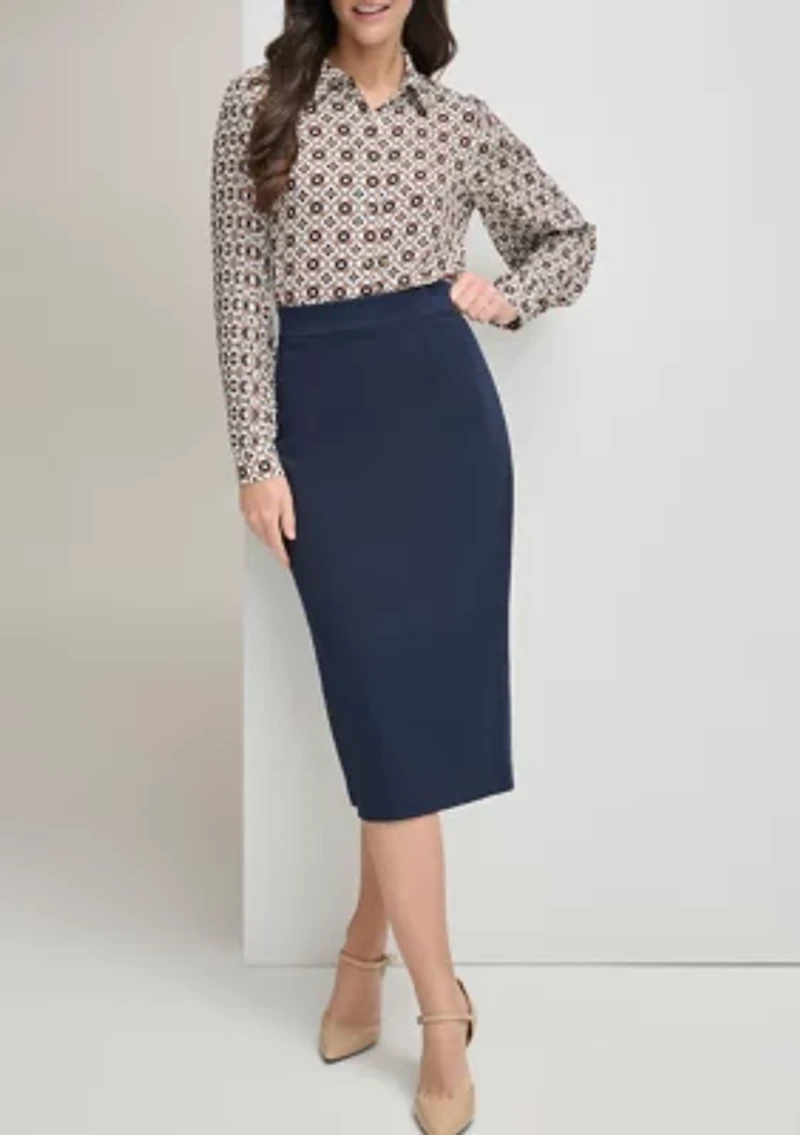 Women's High Waist Midi Pencil Skirt
