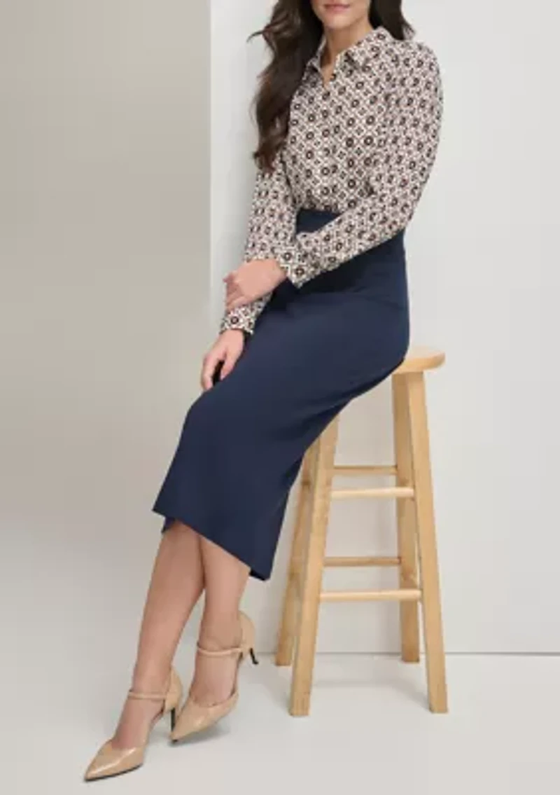 Women's High Waist Midi Pencil Skirt