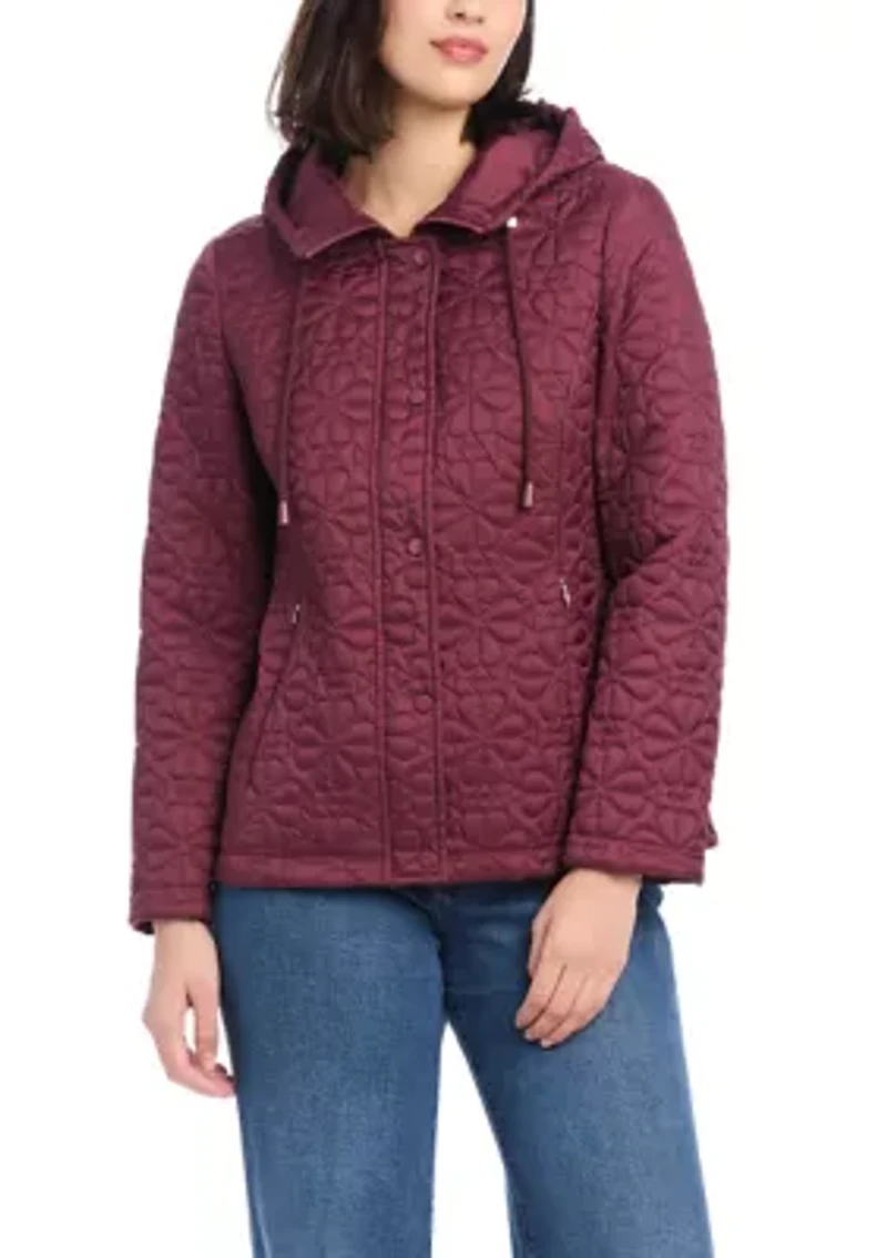 Women's Short Spade Flower Quilted Jacket