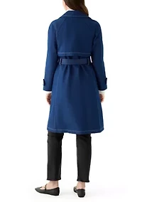 Women's Long Double Breasted Denim Trench Coat
