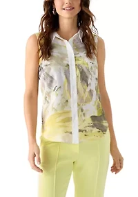 Women's Button Front Sleeveless Blouse
