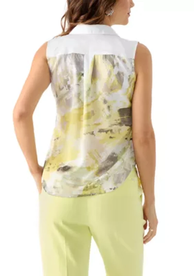 Women's Button Front Sleeveless Blouse