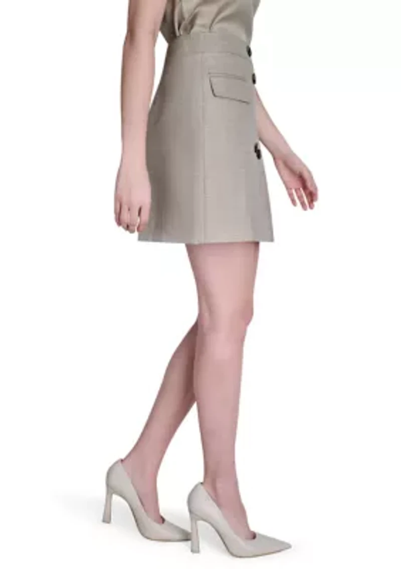 Women's Double Button Utility Mini Skirt