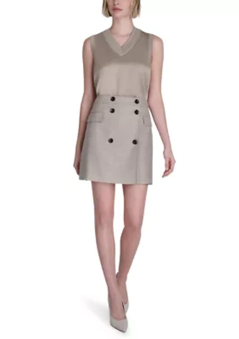 Women's Double Button Utility Mini Skirt