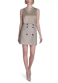 Women's Double Button Utility Mini Skirt