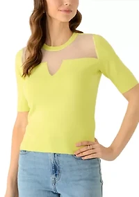 Women's Short Sleeve Sheer Sweater