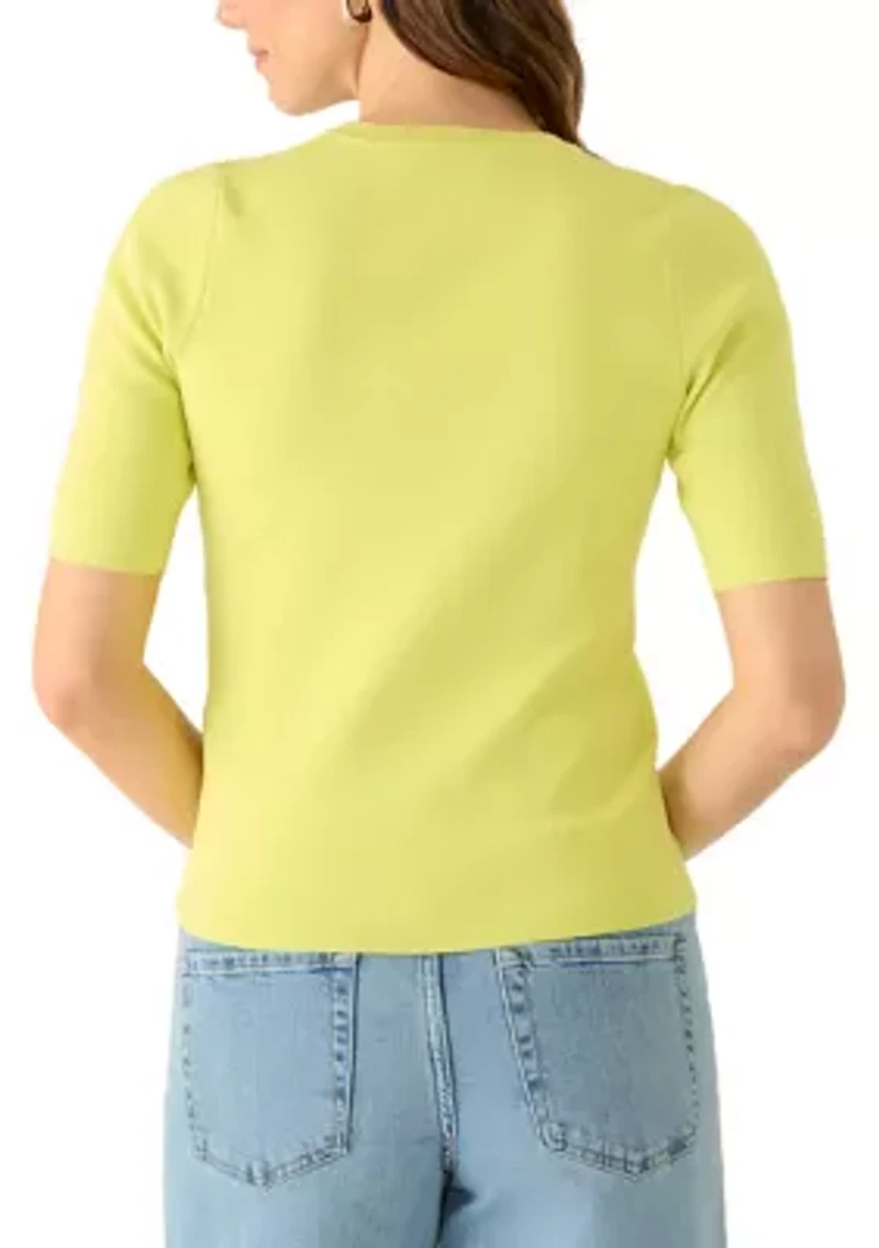 Women's Short Sleeve Sheer Sweater