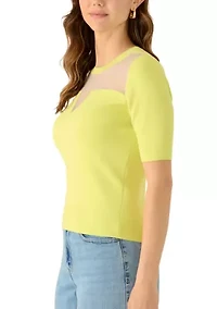Women's Short Sleeve Sheer Sweater