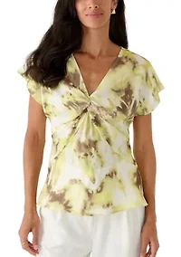 Women's Twist Front Tie Dye Blouse