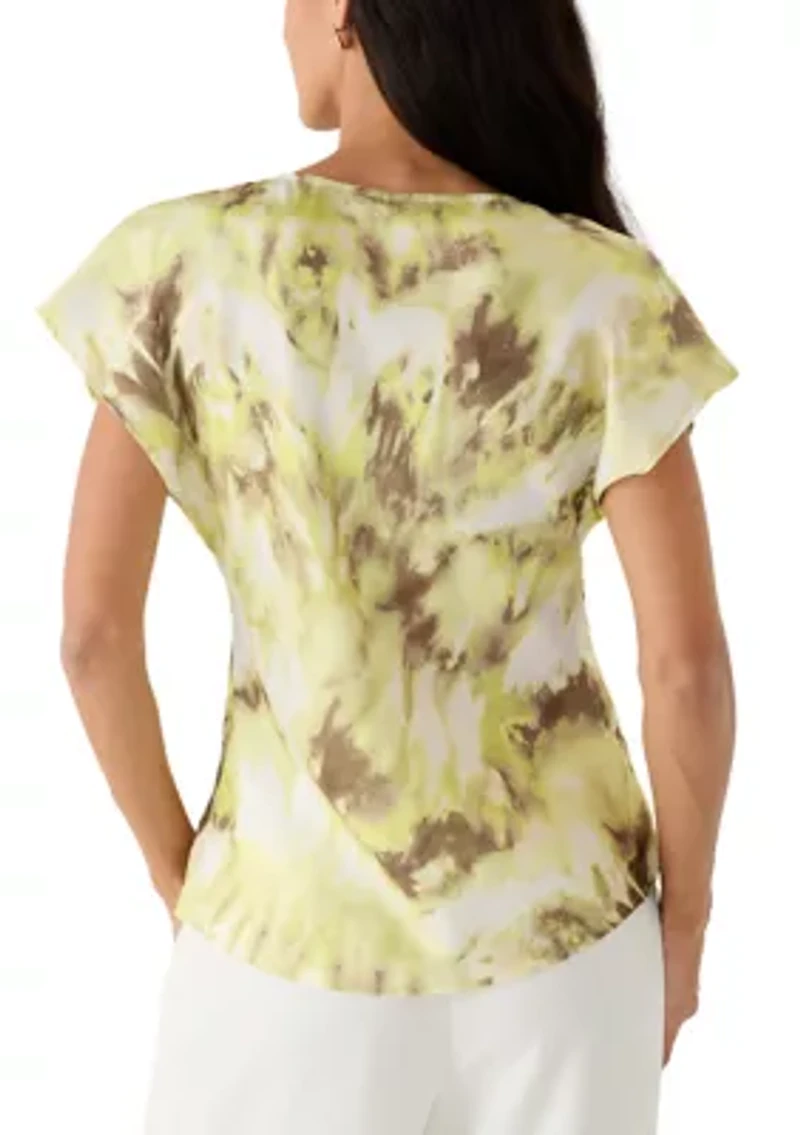 Women's Twist Front Tie Dye Blouse
