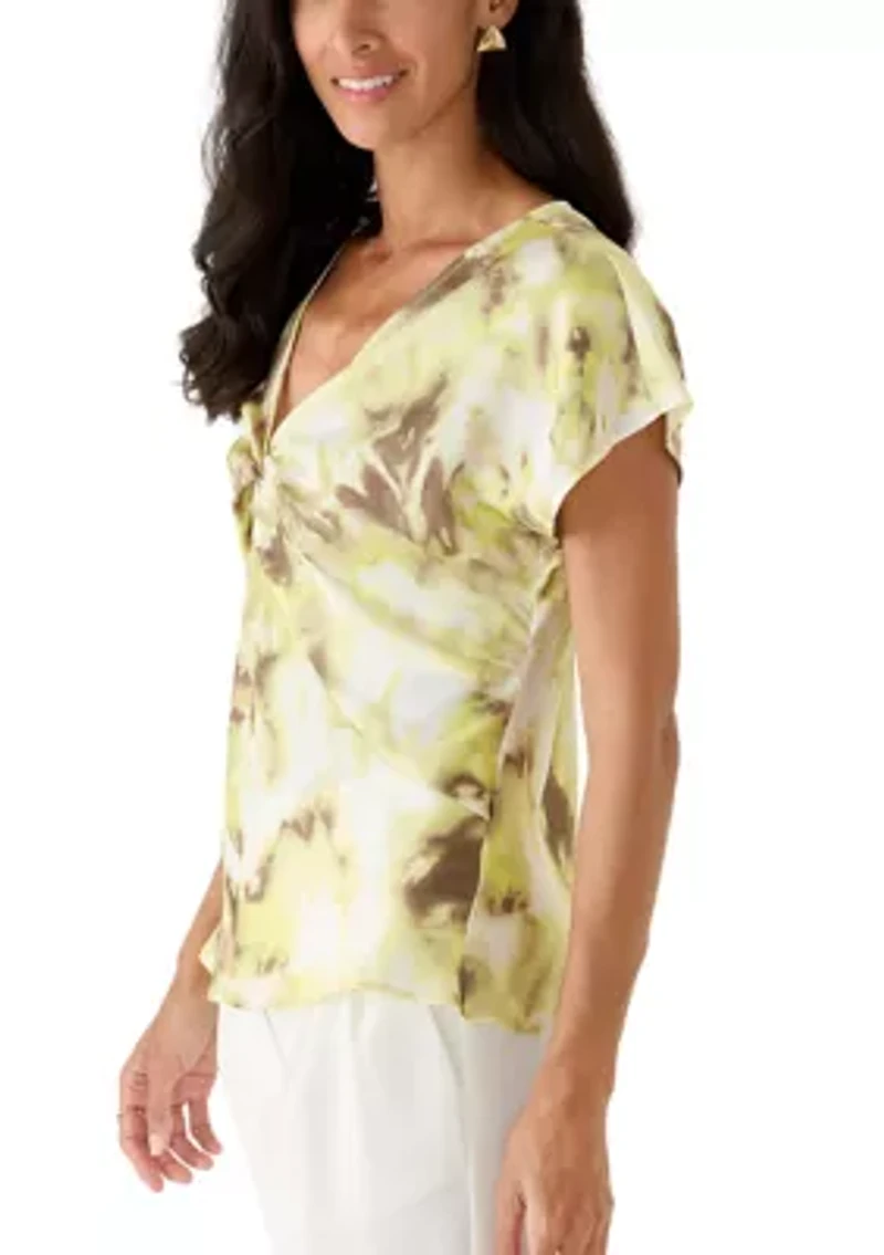 Women's Twist Front Tie Dye Blouse