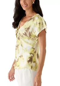 Women's Twist Front Tie Dye Blouse