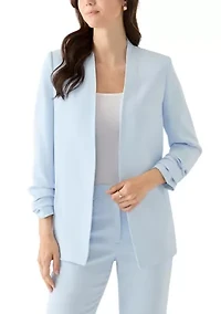 Women's Open Front Ruched Sleeve Blazer