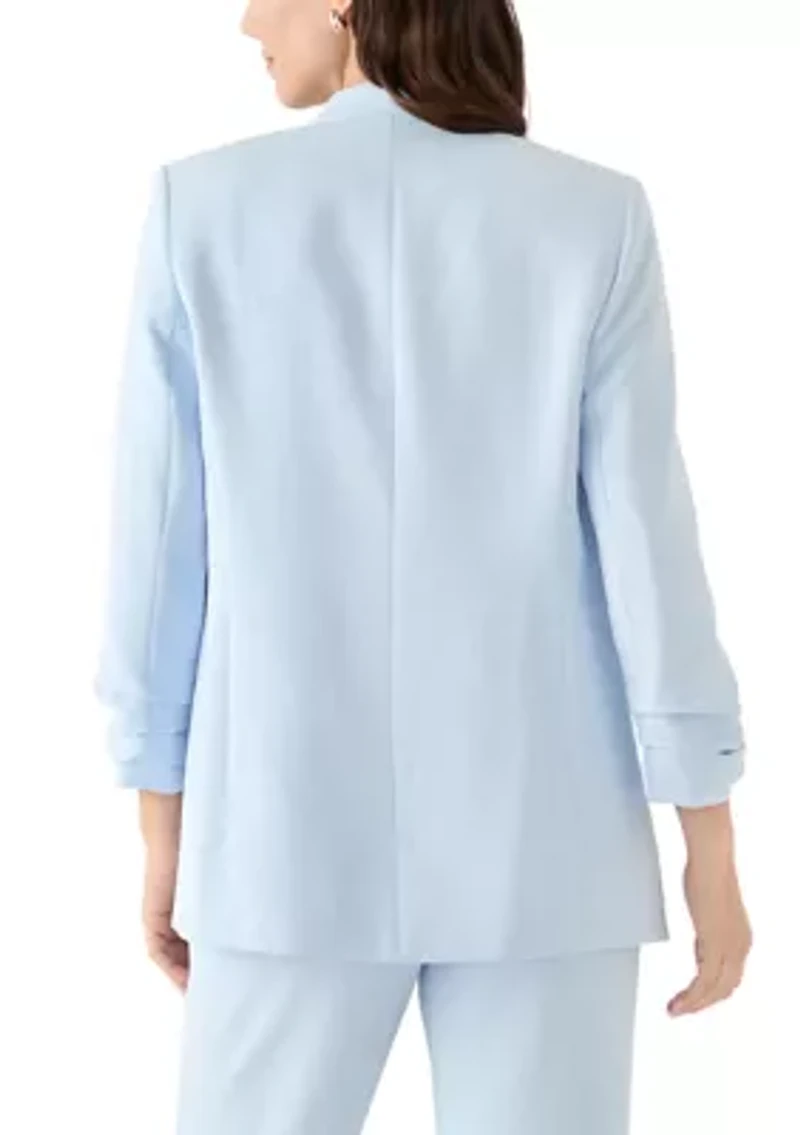 Women's Open Front Ruched Sleeve Blazer