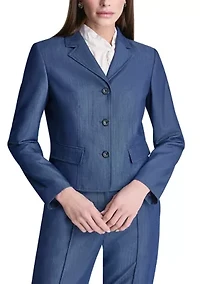 Women's Notch Collar 3 Button Denim Blazer