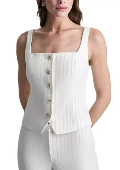 Women's Button Front Striped Corset Vest