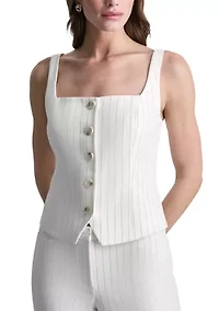 Women's Button Front Striped Corset Vest