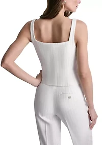 Women's Button Front Striped Corset Vest