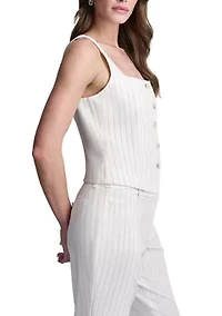 Women's Button Front Striped Corset Vest