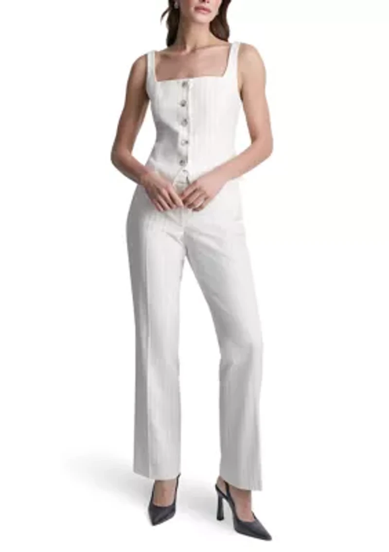 Women's Button Front Striped Corset Vest