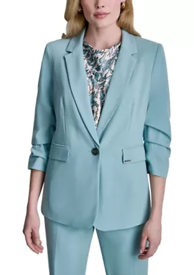 Women's Scrunch Sleeve Notch Collar Blazer