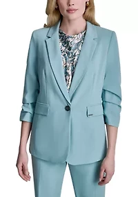 Women's Scrunch Sleeve Notch Collar Blazer